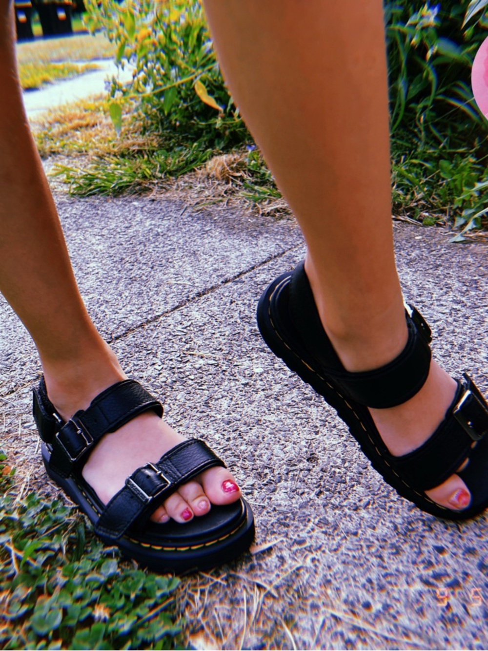 Dr Marten Kids Platform Leather Strapped Sandals